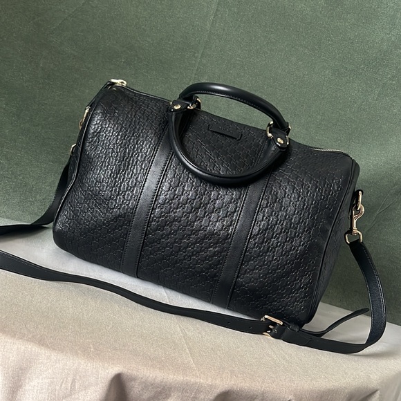 Gucci Handbags - Gucci Black Leather Gg Monogram Boston Bag Crossbody